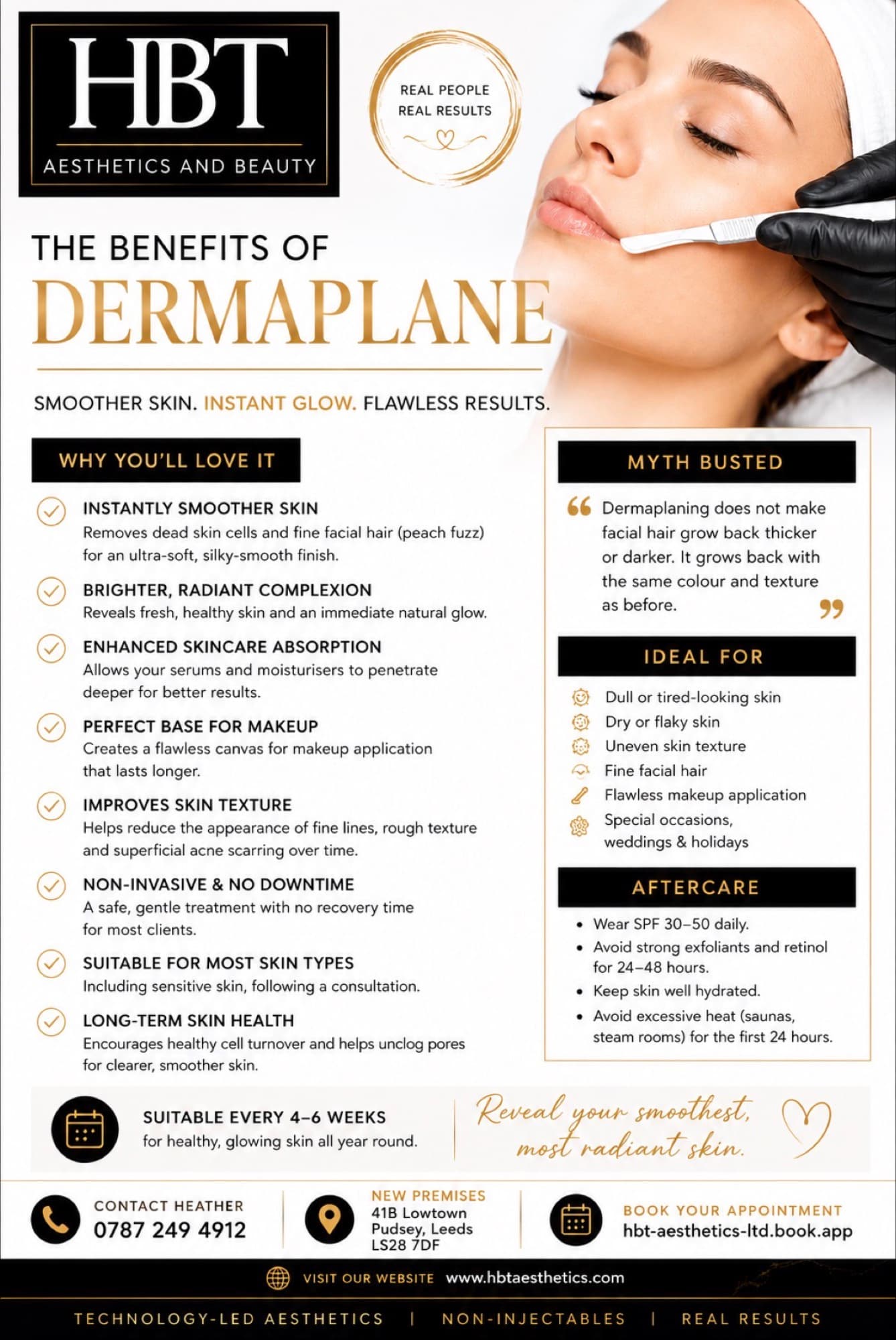 Dermaplaning Facial — smooth, glowing skin at HBT Aesthetics Pudsey