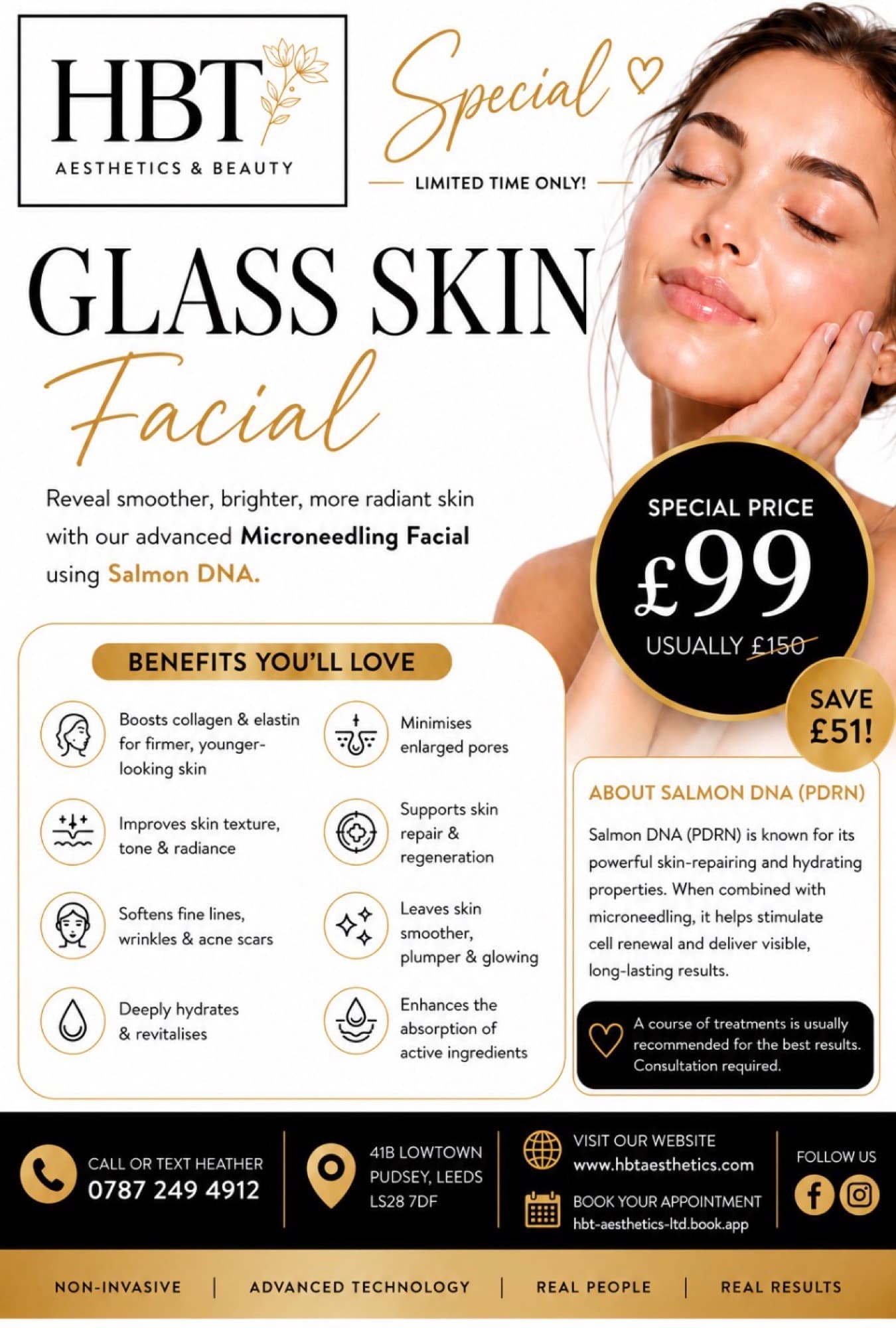 Glass Skin Facial — microneedling with Salmon DNA at HBT Aesthetics Pudsey