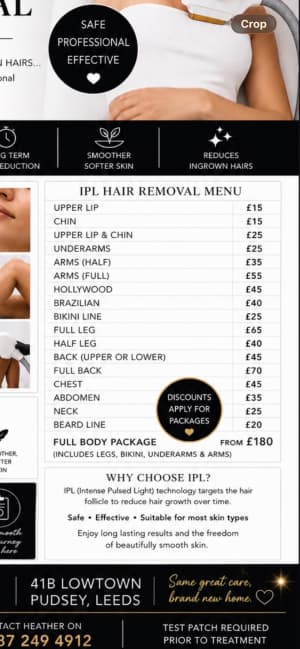 IPL Hair Removal Pricing — From £15 at HBT Aesthetics & Beauty